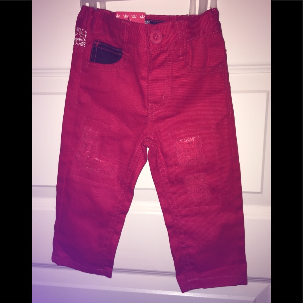 NWT Red Ape Cute Distress Look Red Infant Jeans